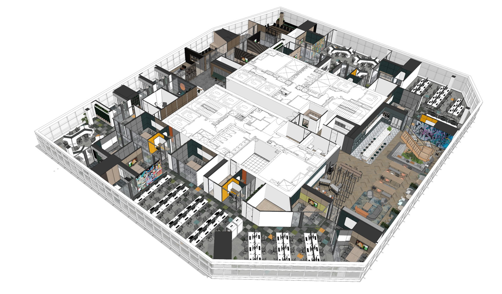 Axonometric workplace model