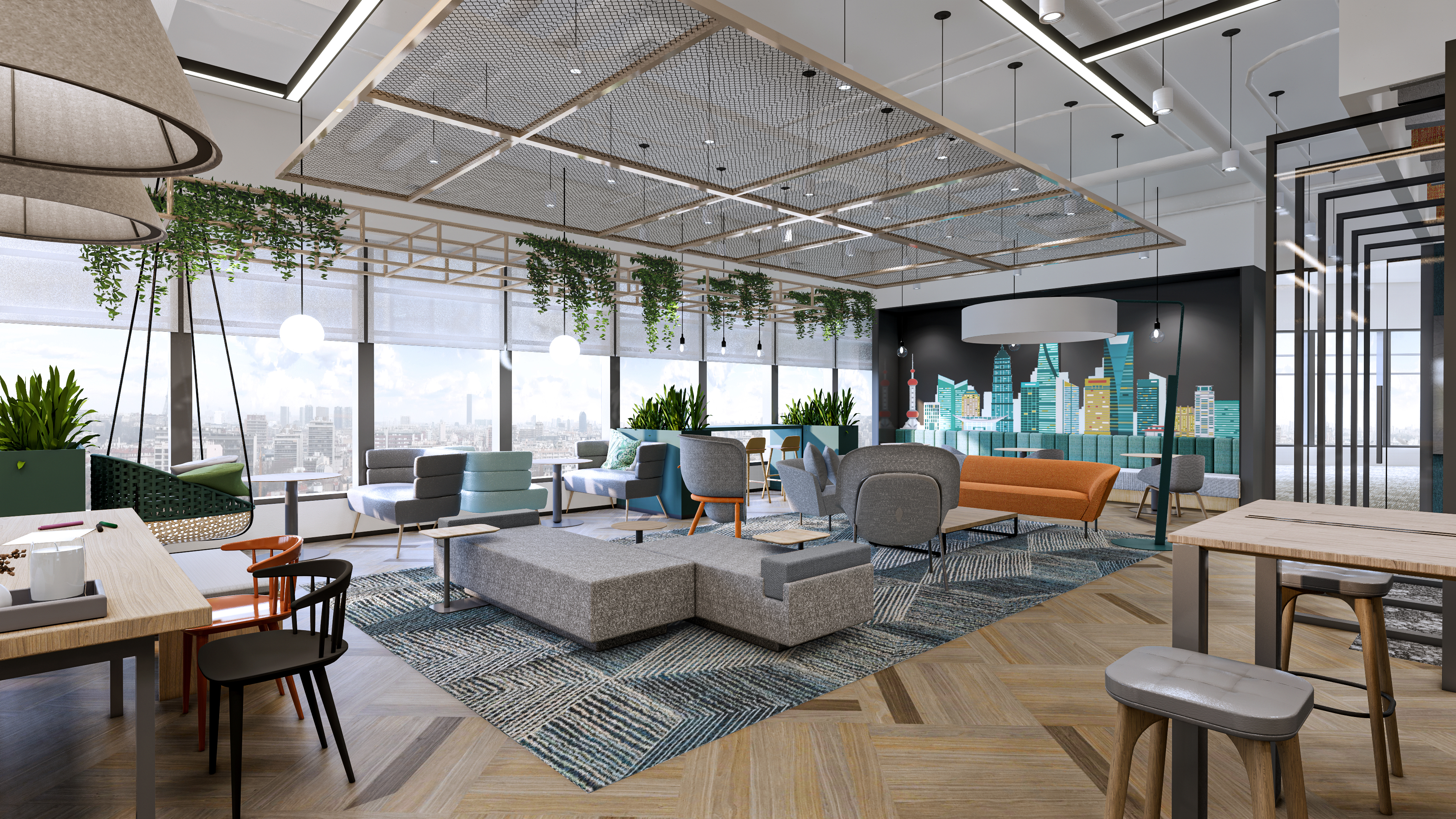 Flexible collaboration lounge