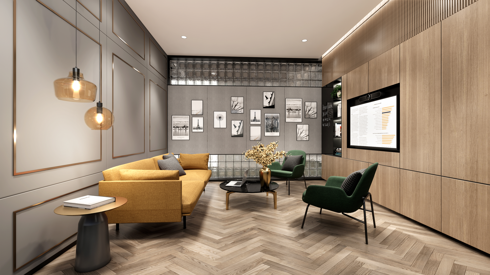 Warm enclosed meeting lounge