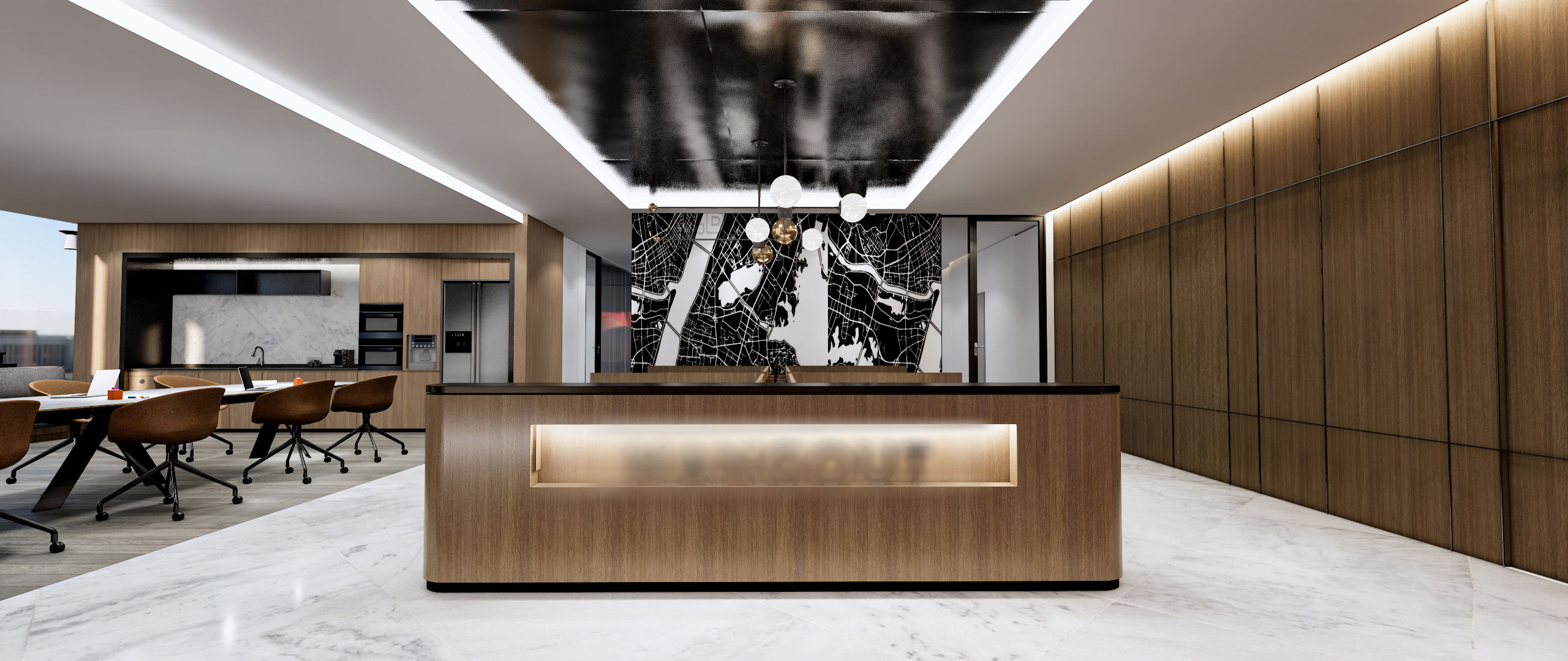 Hangout reception and shared collaboration space